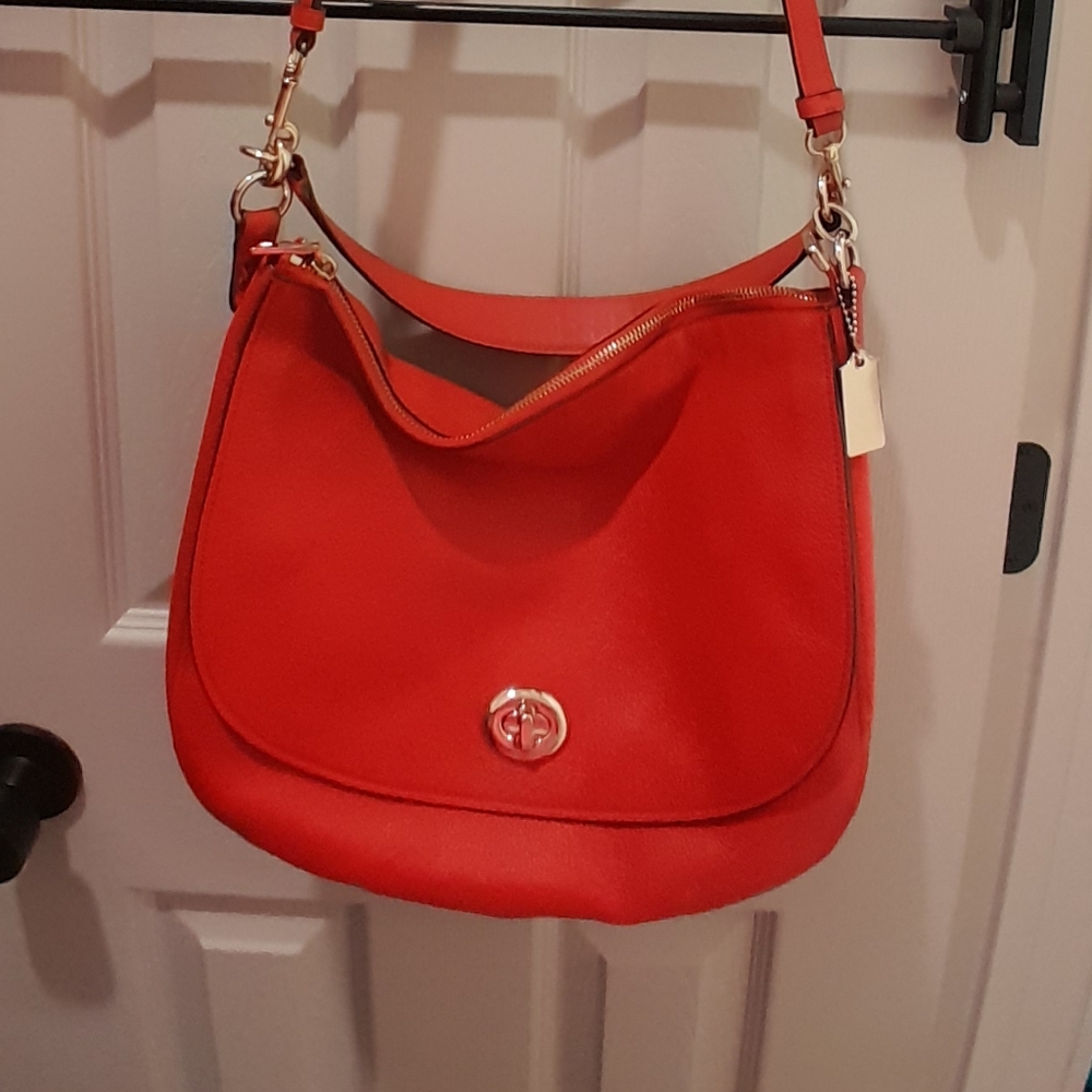 Coach Red Shoulder Bag with Structured Design